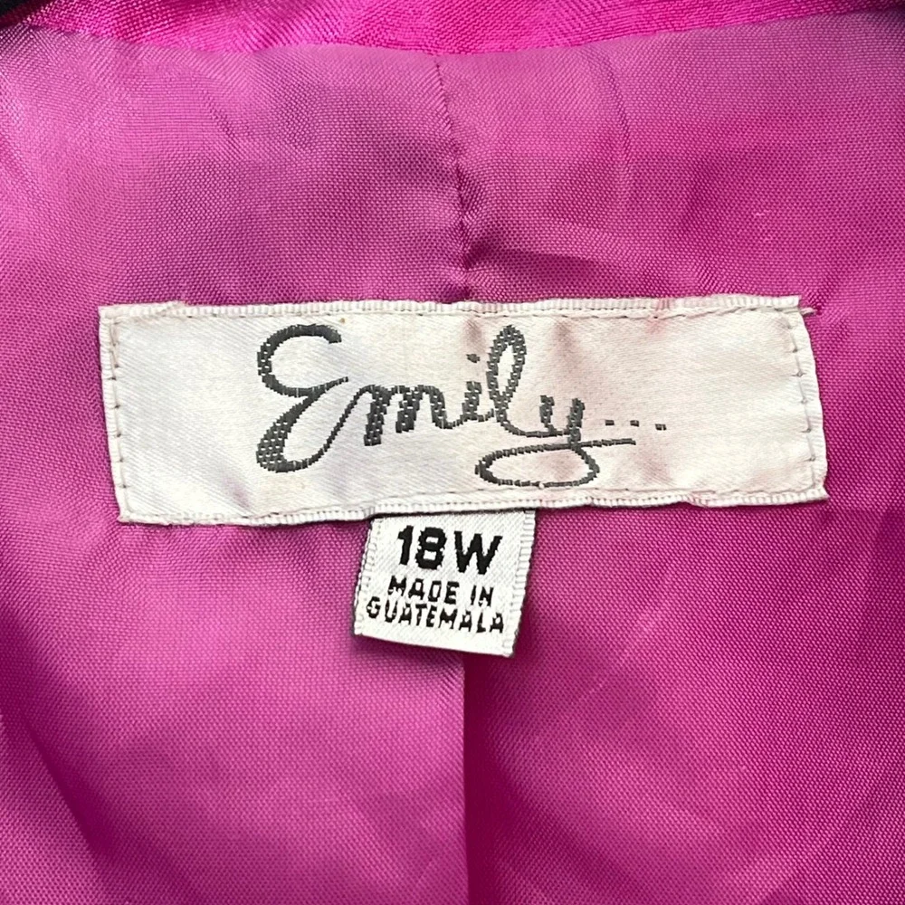 Emily Womens Magenta Pink Skirt Suit Set Rhinestone Buttons Plus‎ Size 18W